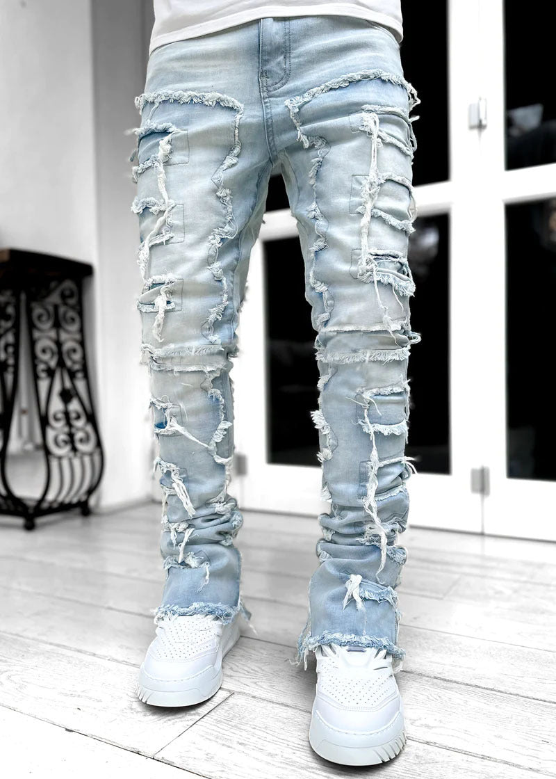 Fashionable Patched Trouser Jeans For Men