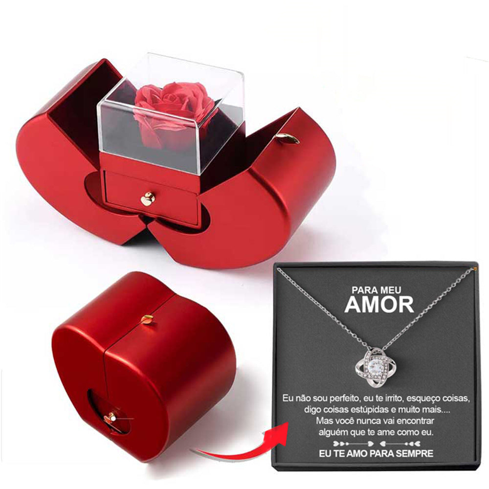 Valentine's Day Gifts With Artificial Rose Flower Jewelry Box