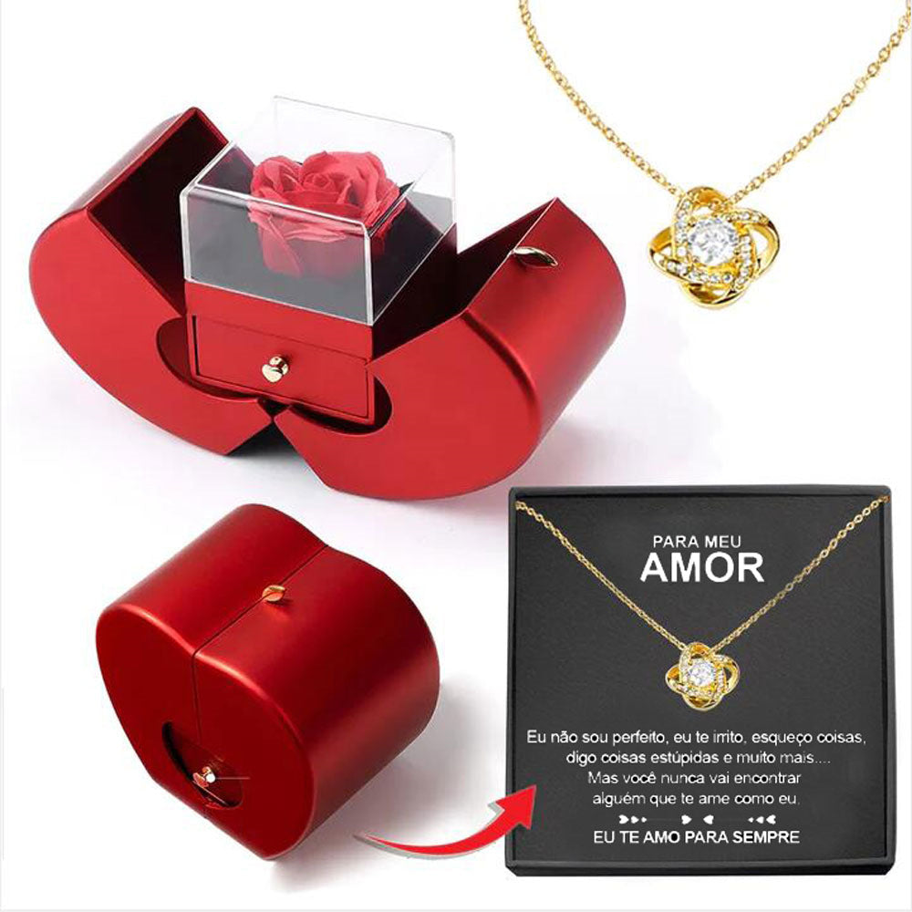 Valentine's Day Gifts With Artificial Rose Flower Jewelry Box