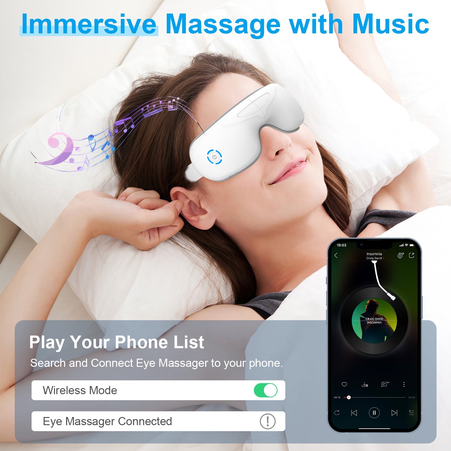 Eye Massager With Air Pressure, Heat and Vibration-Rechargeable