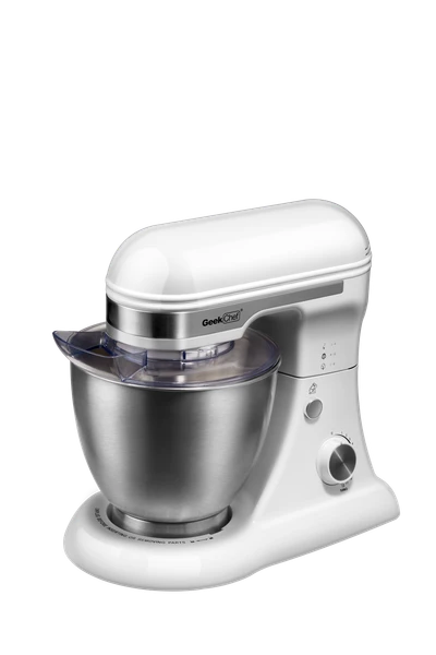 Geek Chef 4.8QT Electric Stand Mixer, 12 Speeds Tilt-head With Dough Hook, Whisk, Beater, Bowl, Rotary Knob, Home Kitchen Use, White