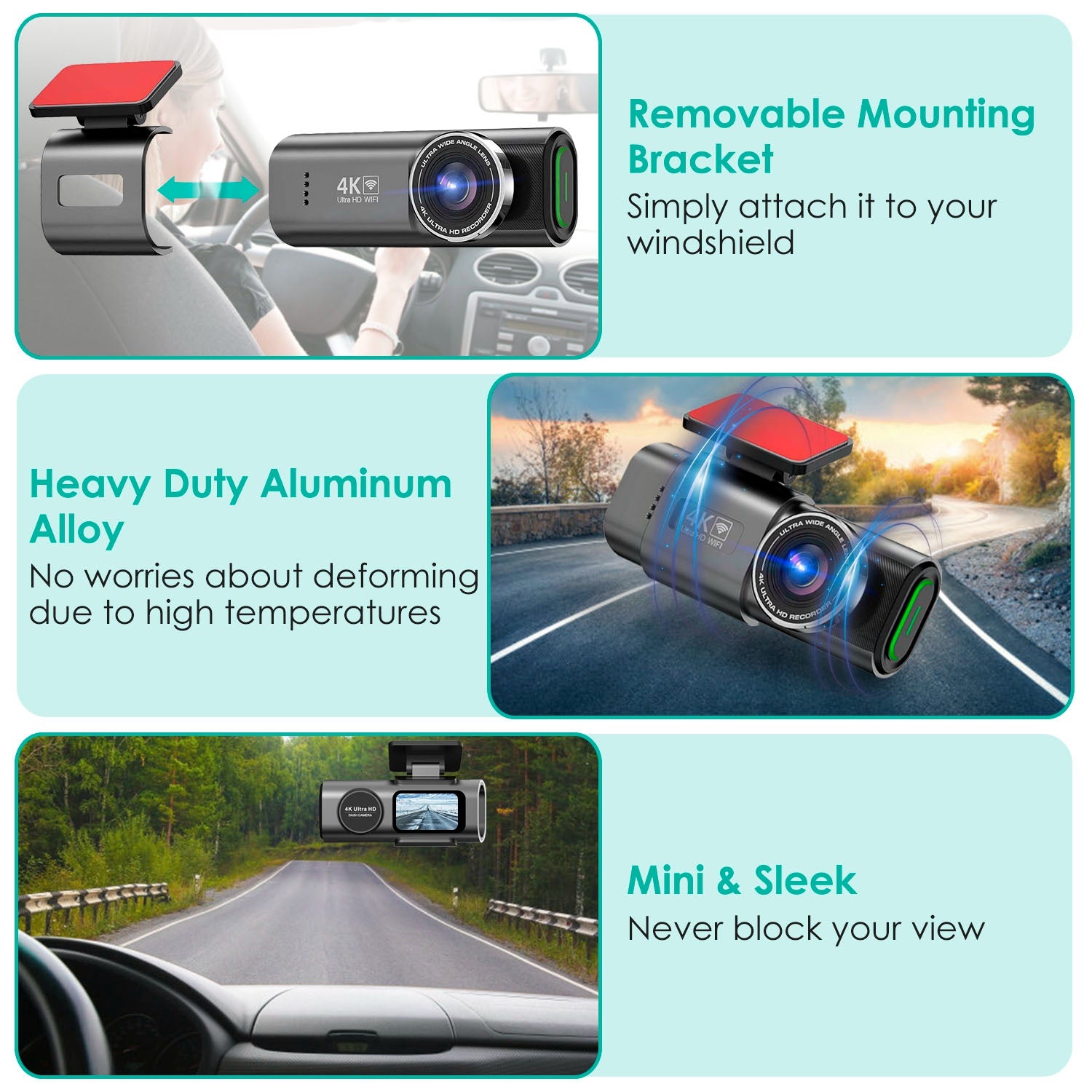 4K 1080P Car Dash Cam 2.4GHz WiFi Car Camera Mini Driving Recorder With 140 Degree Wide Angle APP Control Night Vision G-sensor Loop Recording