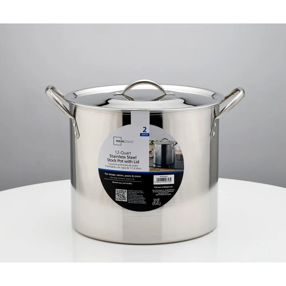 Stainless Steel Stock Pot with Metal Lid