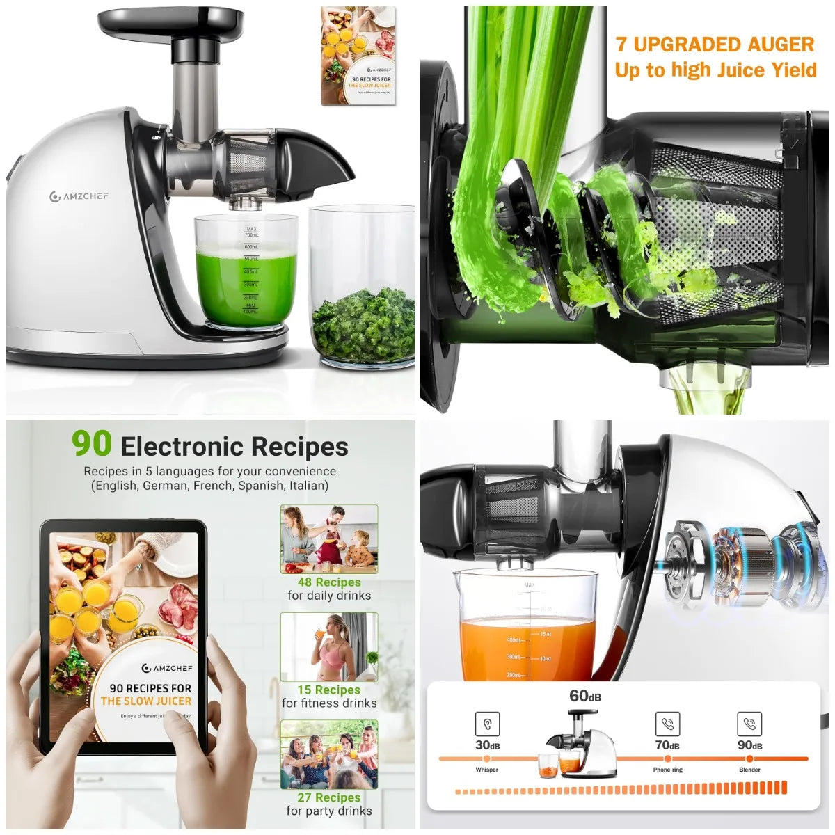 Cold Press Juicer Machine with Reverse Function