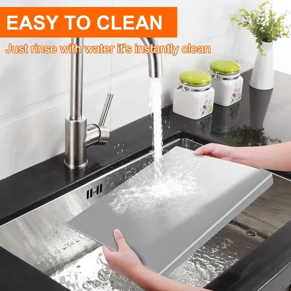 Stainless Steel Cutting Board With Lip For Kitchen Chopping Boards For Countertop Large Metal Cutting Board Over Sink Suitable For Meat Fruits Vegetables Bread Noodle And Pizza Bamboo Knives